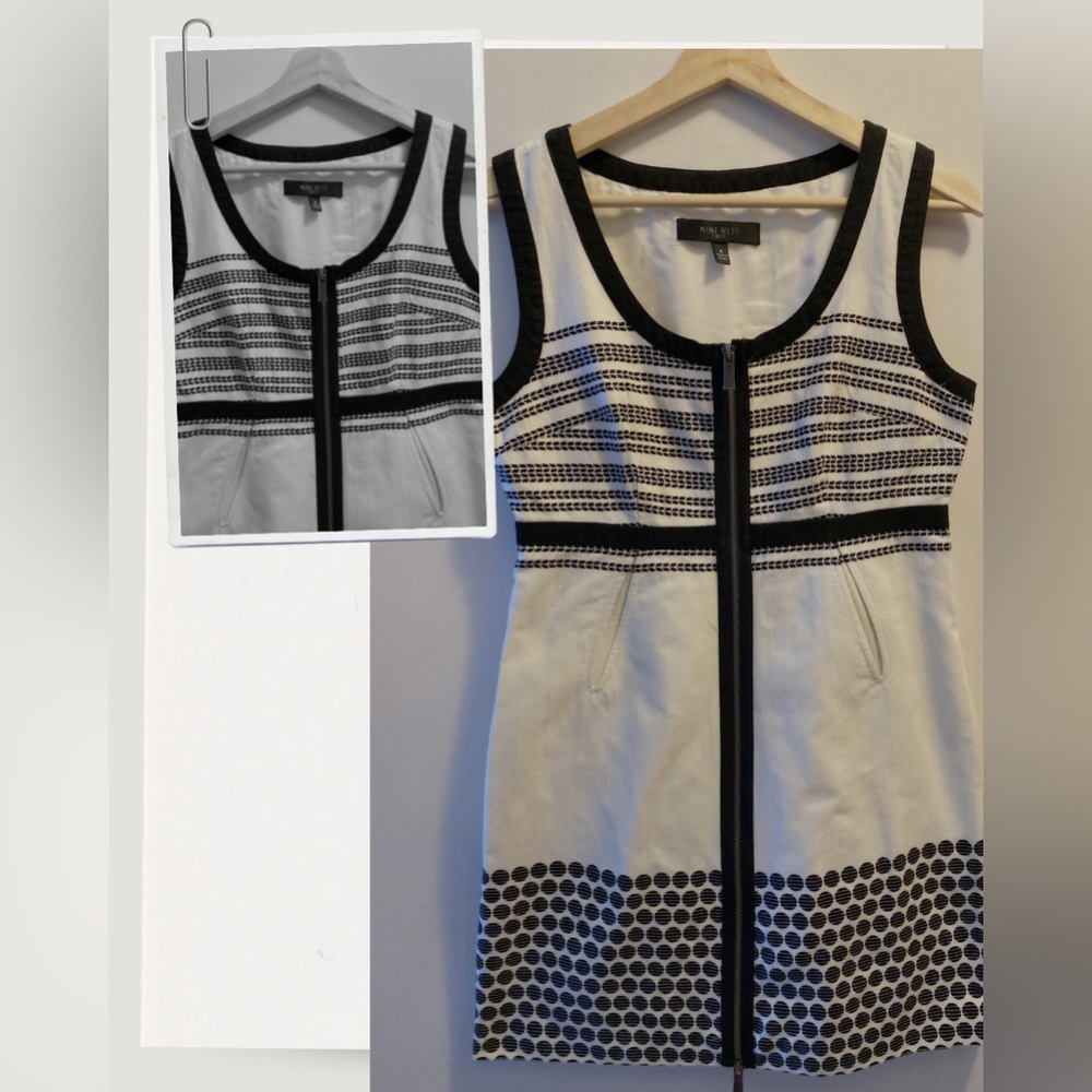 Nine West Black and White Zip-Front Dress